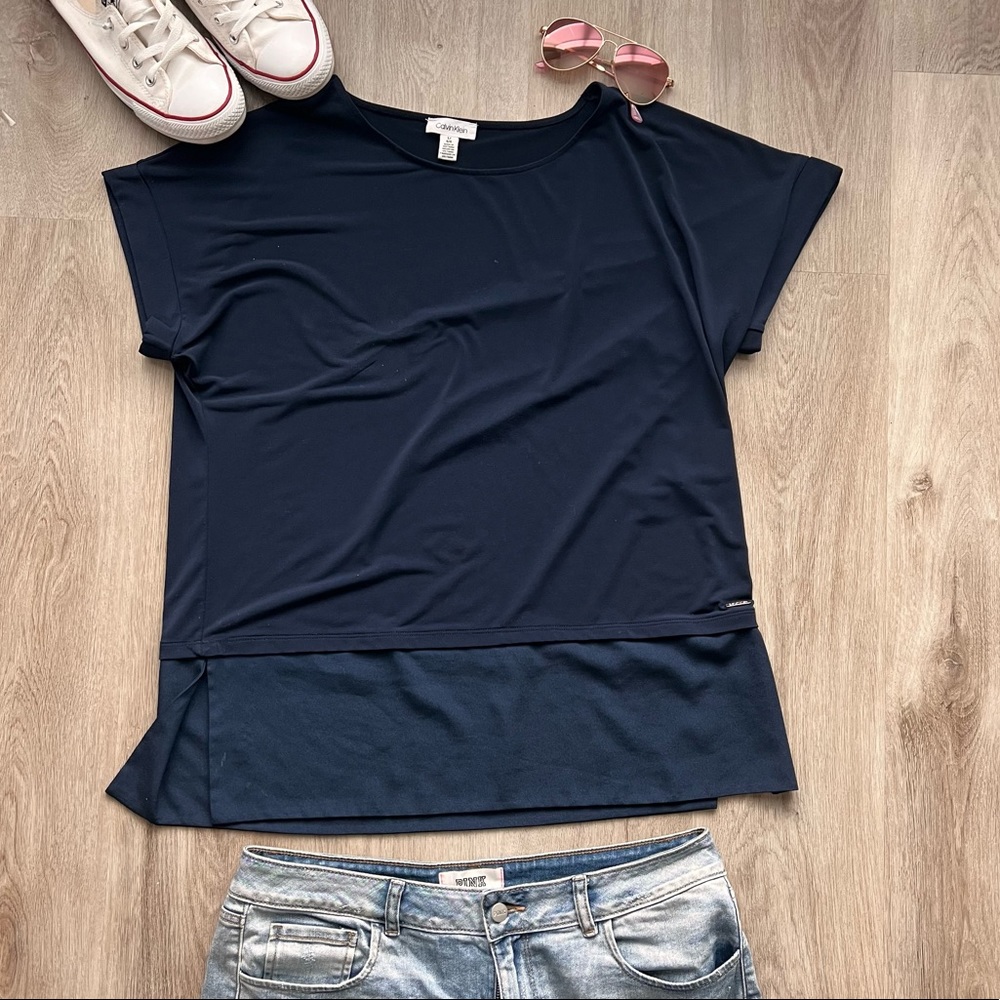 Calvin Klein Navy Blue Textured Shirt